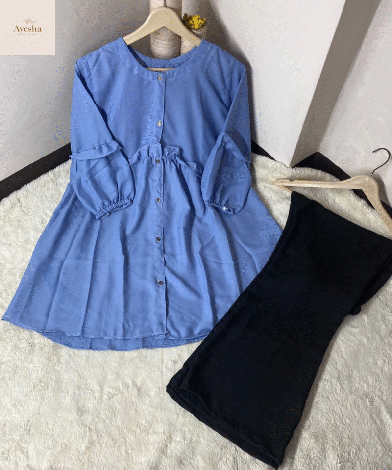 Front Kaaj Button Western Top with Plazo (2-Piece Set) - Image 3