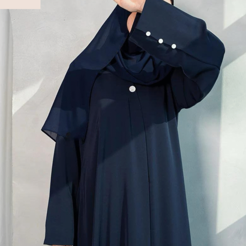 Blue Berry Georgette Abaya with Stoller