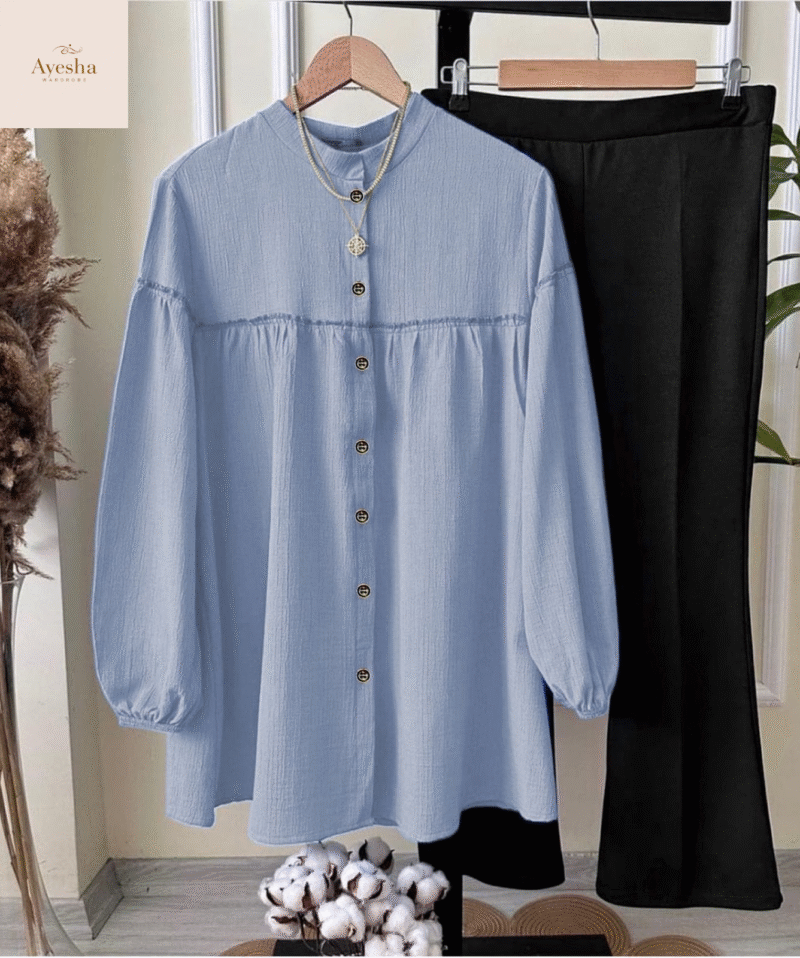 Front Kaaj Button Western Top with Plazo (2-Piece Set) - Image 4