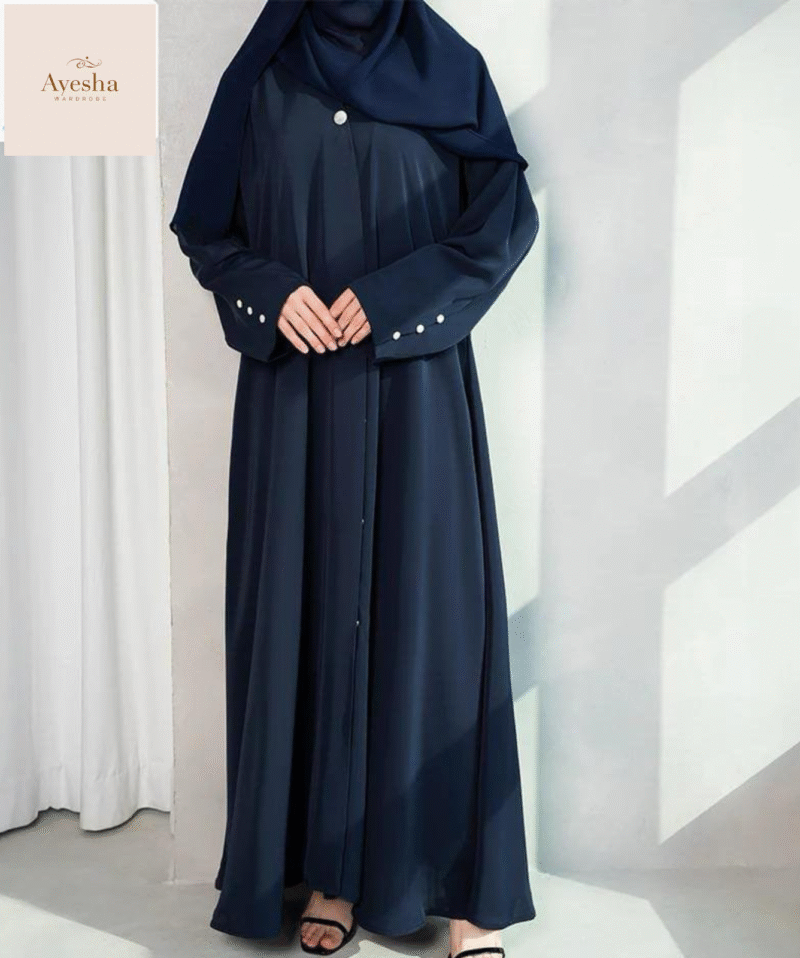 Blue Berry Georgette Abaya with Stoller - Image 3