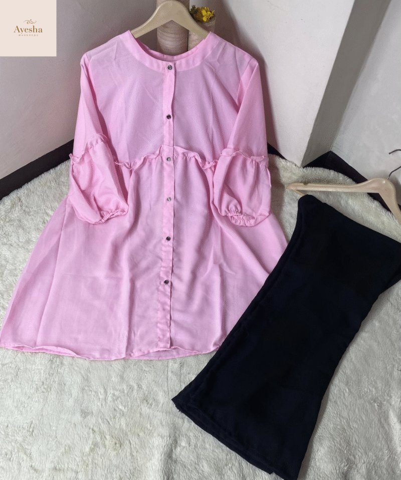 Front Kaaj Button Western Top with Plazo (2-Piece Set) - Image 5