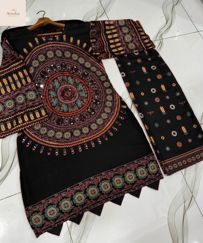 Front & Back Allover Digital Printed 2-Piece with Mirror Work - Image 5