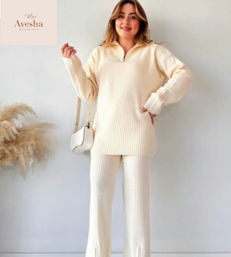 Zipper Highneck Dropshoulder Track Suit 2PCs - Image 3
