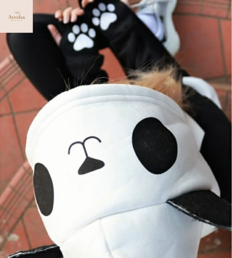 Panda Ear Hoodie  Black & White Unisex Pullover - Image 4