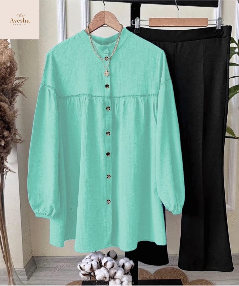 Front Kaaj Button Western Top with Plazo (2-Piece Set) - Image 7