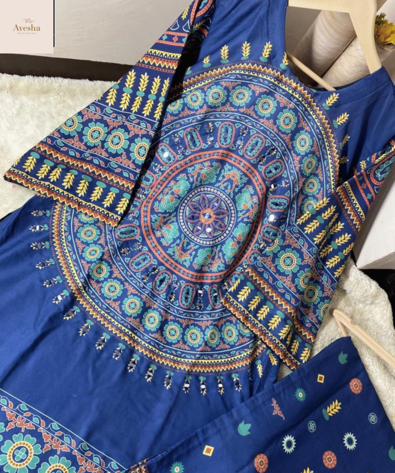 Front & Back Allover Digital Printed 2-Piece with Mirror Work - Image 6