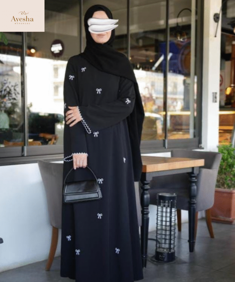 Blue Berry Georgette Abaya with Stoller - Image 2