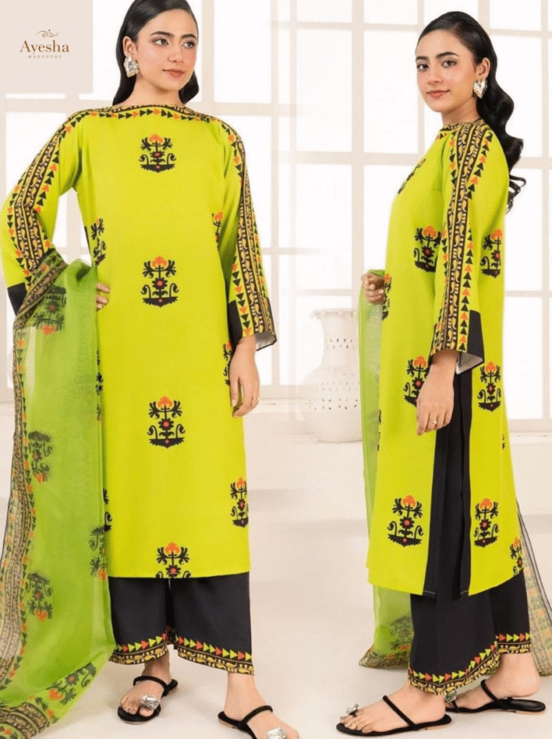 Front and Back Digital Printed Long Shirt with Flapper Dupatta – Zest Tribal 3-Piece Set - Image 4