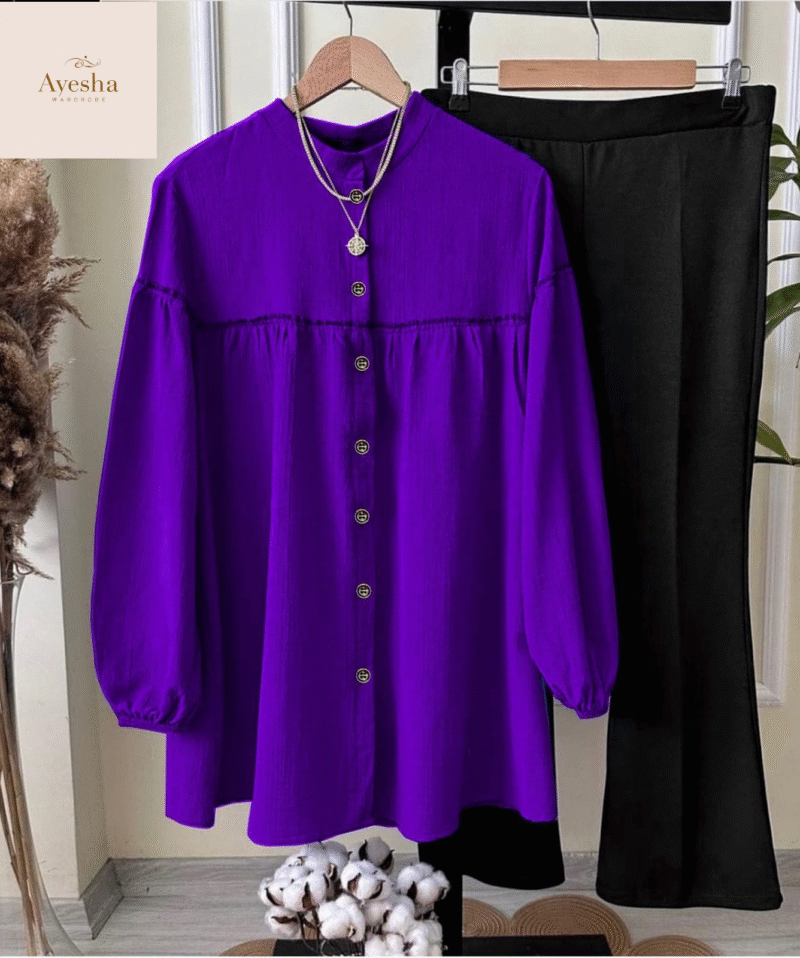 Front Kaaj Button Western Top with Plazo (2-Piece Set) - Image 8