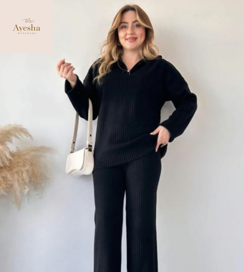 Zipper Highneck Dropshoulder Track Suit 2PCs - Image 6