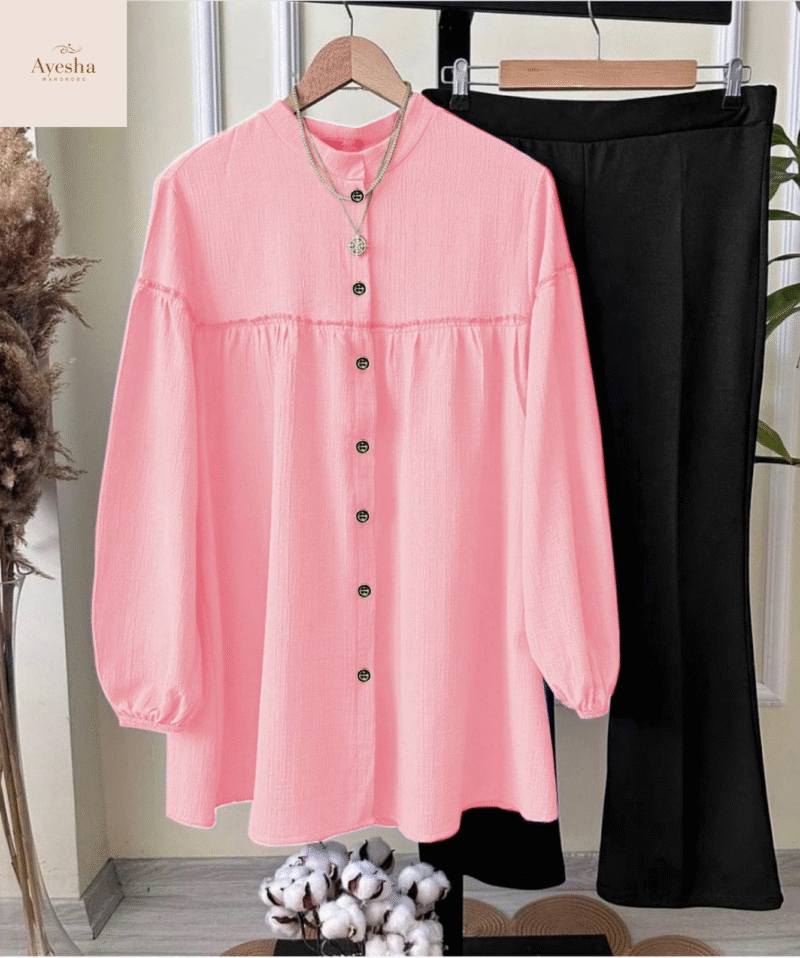 Front Kaaj Button Western Top with Plazo (2-Piece Set) - Image 9