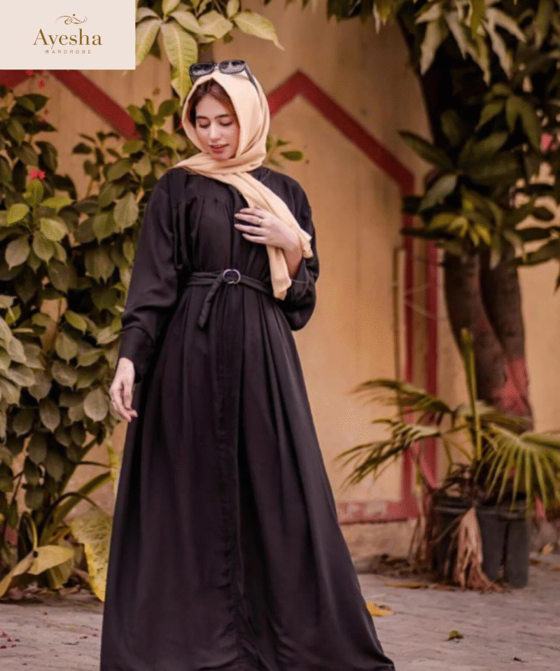 Front Zip Georgette Abaya (Both-Sided Pockets) - Image 2