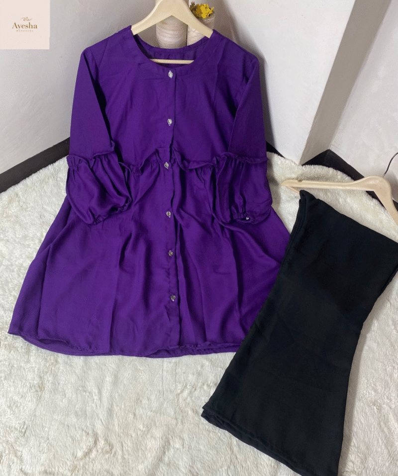 Front Kaaj Button Western Top with Plazo (2-Piece Set) - Image 10