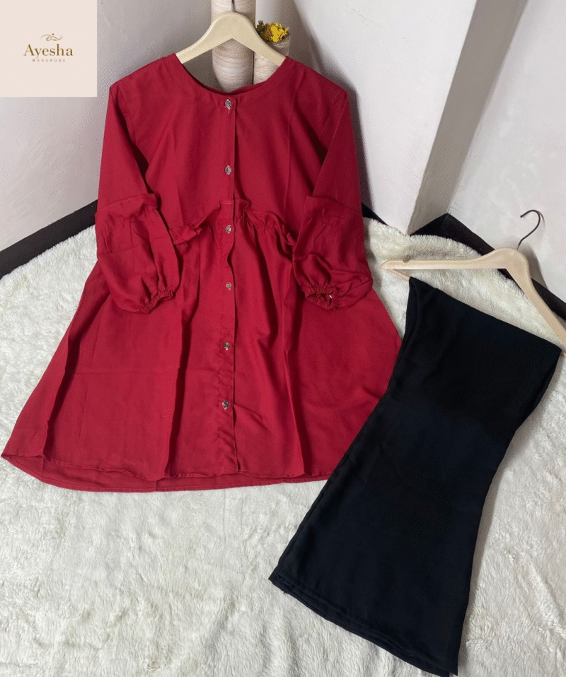 Front Kaaj Button Western Top with Plazo (2-Piece Set) - Image 2