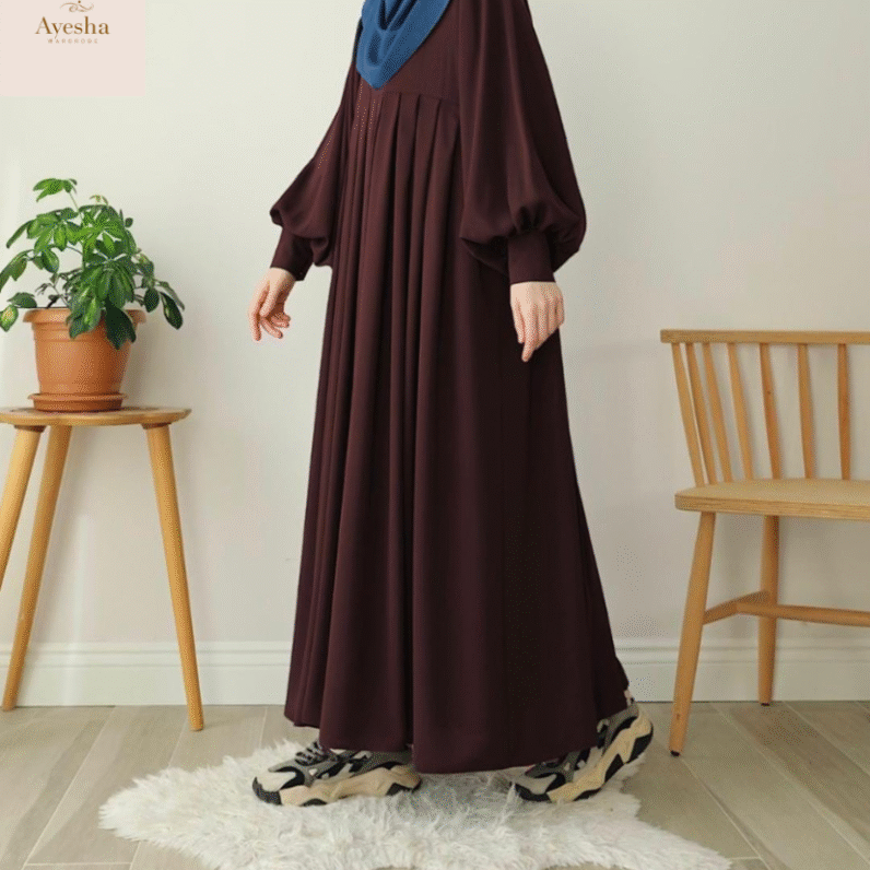BROWN ELEGANT ABAYA WITH STOLLER